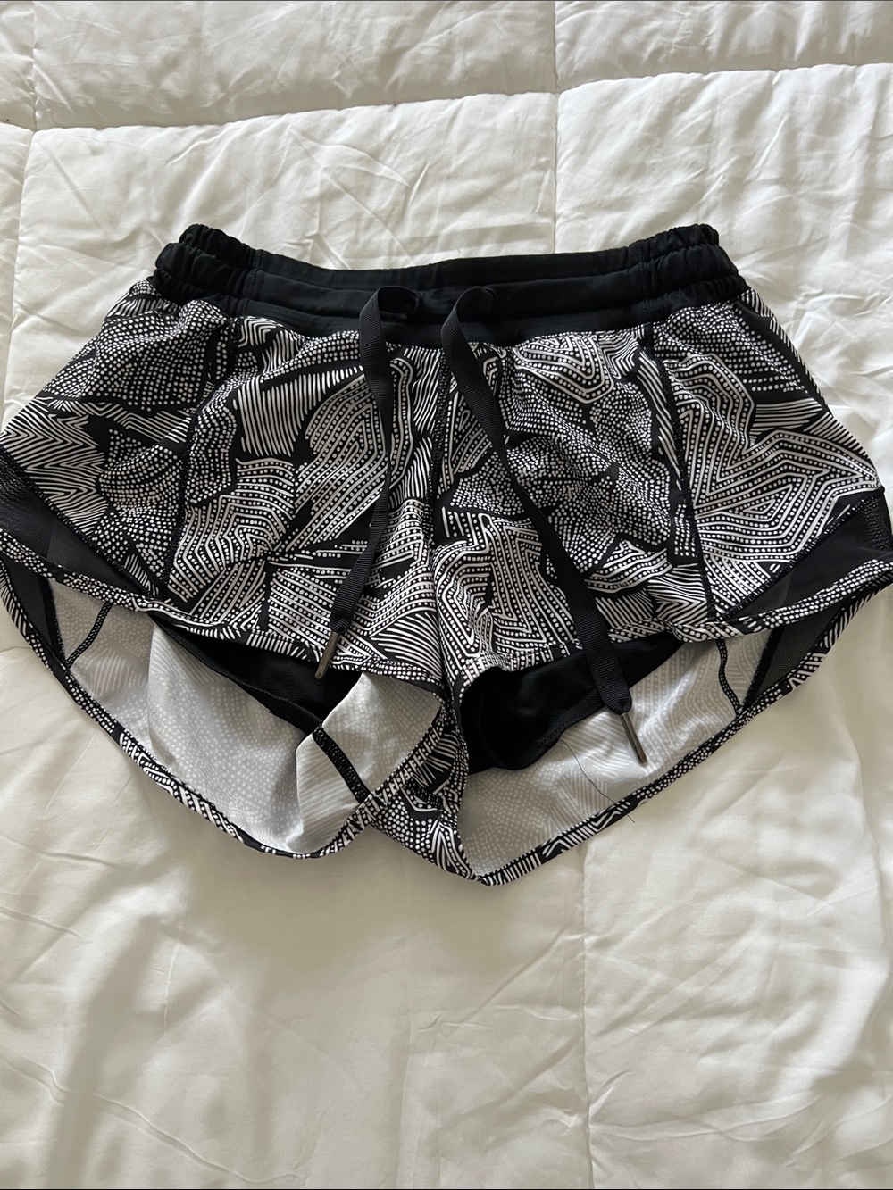 lululemon athletica Black & White Patterned Run Shorts